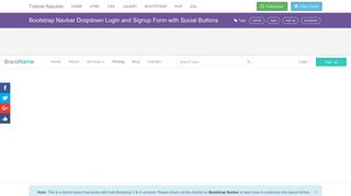 Bootstrap Navbar Dropdown Login and Signup Form with Social ...