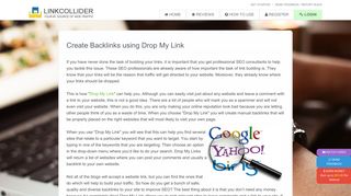 Create Backlinks using Drop My Link - LinkCollider