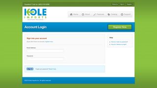 Account Login — Wholesale Drop shipping — Kole Imports