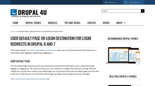 User Default Page or Login Destination for login redirects in Drupal 8 ...