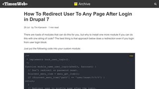 How To Redirect User To Any Page After Login in Drupal 7 | TimOnWeb