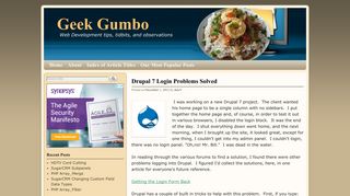 Drupal 7 Login Problems Solved | Geek Gumbo