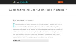 Customizing the User Login Page in Drupal 7 » Danny Englander