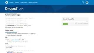 user_login | user.module | Drupal 7.x | Drupal API