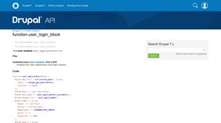 user_login_block | user.module | Drupal 7.x | Drupal API