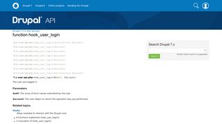 hook_user_login | user.api.php | Drupal 7.x | Drupal API