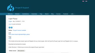 Login Popup | Drupal 8 Support