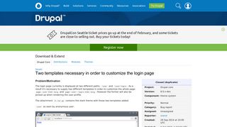 Two templates necessary in order to customize the login page - Drupal