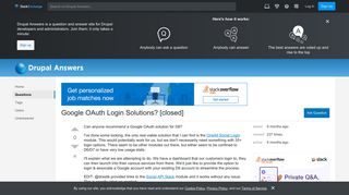 8 - Google OAuth Login Solutions? - Drupal Answers