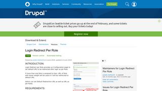 Login Redirect Per Role | Drupal.org