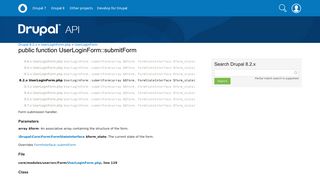 UserLoginForm::submitForm | UserLoginForm.php | Drupal 8.2.x ...