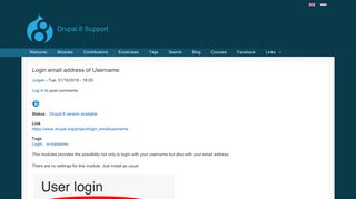 Login email address of Username | Drupal 8 Support