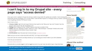 I can't log in to my Drupal site - every page says 