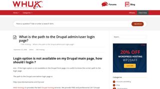 What is the path to the Drupal admin/user login page? | WHUK FAQ ...