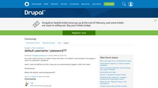 default username / password?? | Drupal.org