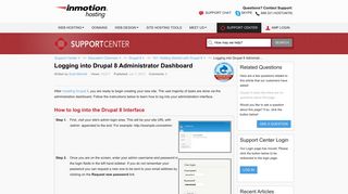 Logging into Drupal 8 Administrator Dashboard | InMotion Hosting