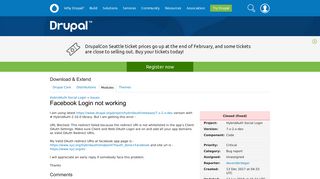 Facebook Login not working [#2930397] | Drupal.org