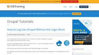 How to Log-in to Drupal without the Log-in Block or Link - OSTraining