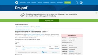 Login while site in Maintenance Mode? [#2797253] | Drupal.org