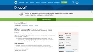 Broken redirect after login in maintenance mode [#2934045] - Drupal