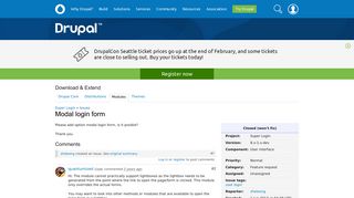 Modal login form [#2882926] | Drupal.org
