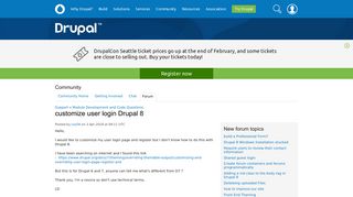 customize user login Drupal 8 | Drupal.org