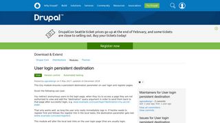 User login persistent destination | Drupal.org