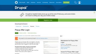 Popup After Login | Drupal.org