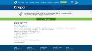 popup login form | Drupal.org