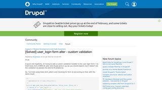 [Solved] user_login form alter - custom validation | Drupal.org