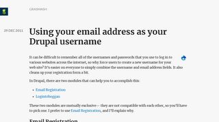 Using your email address as your Drupal username | Grasmash