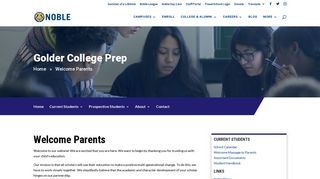 Welcome Parents | Golder College Prep | Noble Network of Charter ...