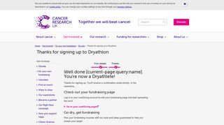 Thanks for signing up to Dryathlon | Cancer Research UK