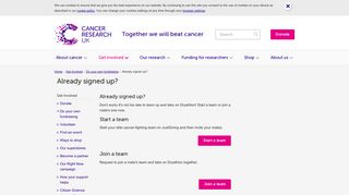 Already signed up? | Cancer Research UK
