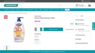DRYPERS, Drypers Baby Shampoo 750ml | Watsons Singapore