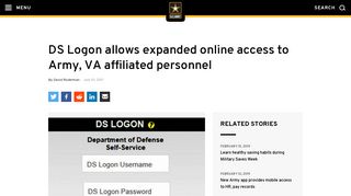DS Logon allows expanded online access to Army, VA affiliated ...