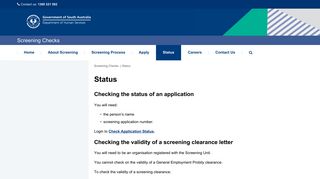 Screening Checks - Status