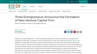 Three Entrepreneurs Announce the Formation of New Venture Capital ...