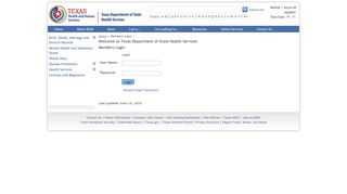 Members Login - Texas Department of State Health Services - Texas.gov