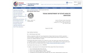 DSHS Results-Web Portal - Texas Department of State Health Services