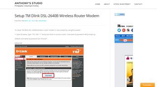 Setup TM Dlink DSL-2640B Wireless Router Modem | Anthony's Studio