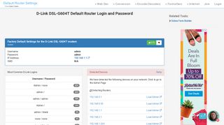 D-Link DSL-G604T Default Router Login and Password - Clean CSS