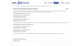 DSL Extreme - Generic Mail Settings for Email Programs Support Article