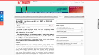 Should I continue with my SIP in DSPBR Small Cap? - Morningstar India