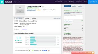 DSRM National Bank Reviews: 511 User Ratings - WalletHub