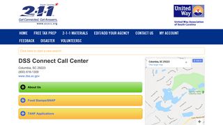 DSS Connect Call Center - South Carolina 2-1-1