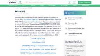 DSSSB 2018: Exam Date, Admit Card, Result, Online Registration ...