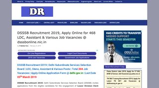 DSSSB Recruitment 2019, Apply Online for 468 LDC, Assistant ...