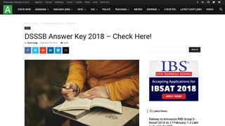 DSSSB Answer Key 2018 - Check Here! - AglaSem Career