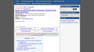 sw.kar.nic.in SC/ST Post Metric Scholarship : Karnataka Social ...